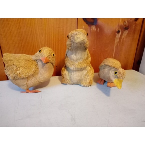 Paper Mache Handmade Art ‎ Farm Animals Country Décor Rabbit Chicken Duck - Picture 12 of 12